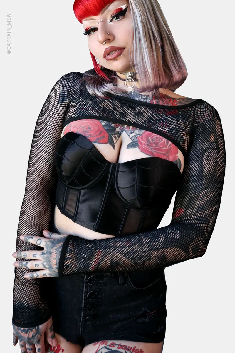 Helena Fishnet Super Crop Top sold by Forest Ink