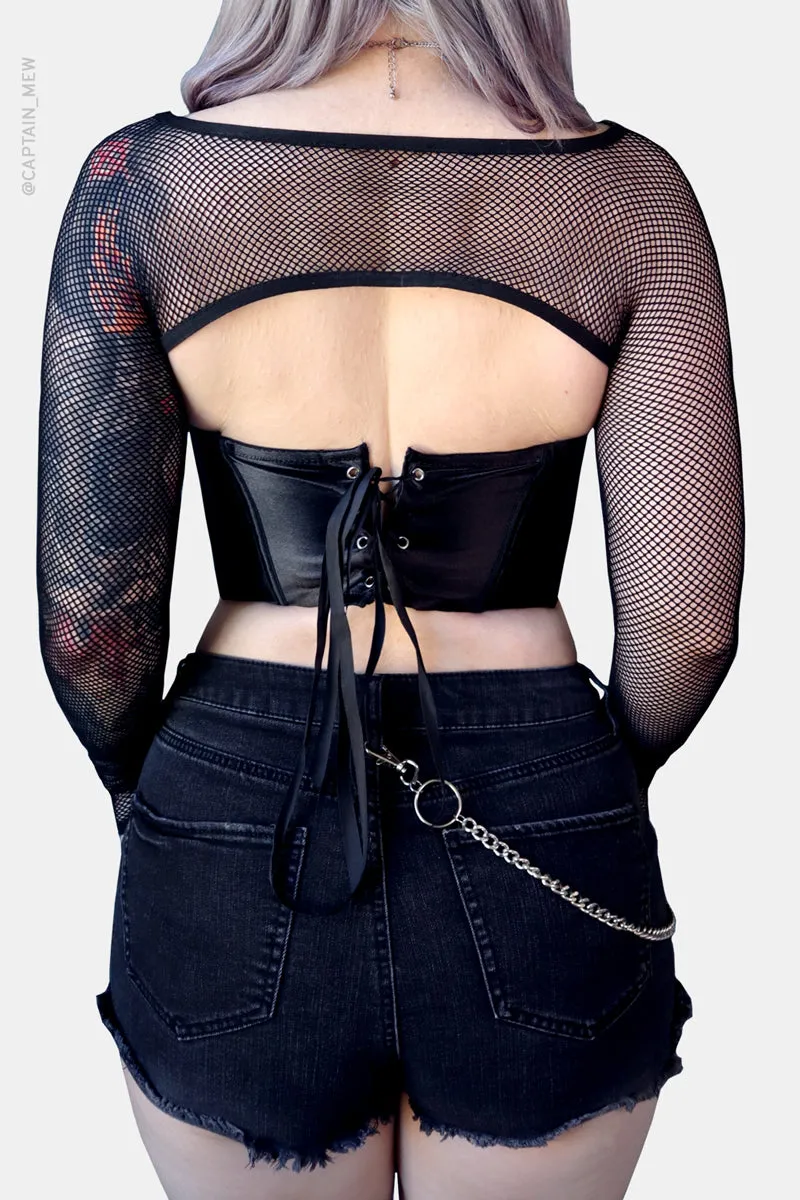 Helena Fishnet Super Crop Top sold by Forest Ink product image thumbnail 3