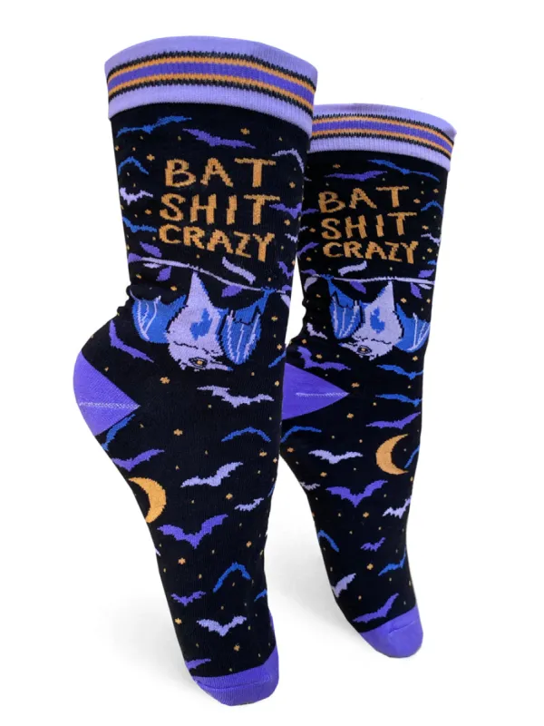 Bat Shit Crazy Womens Crew Socks sold by Forest Ink