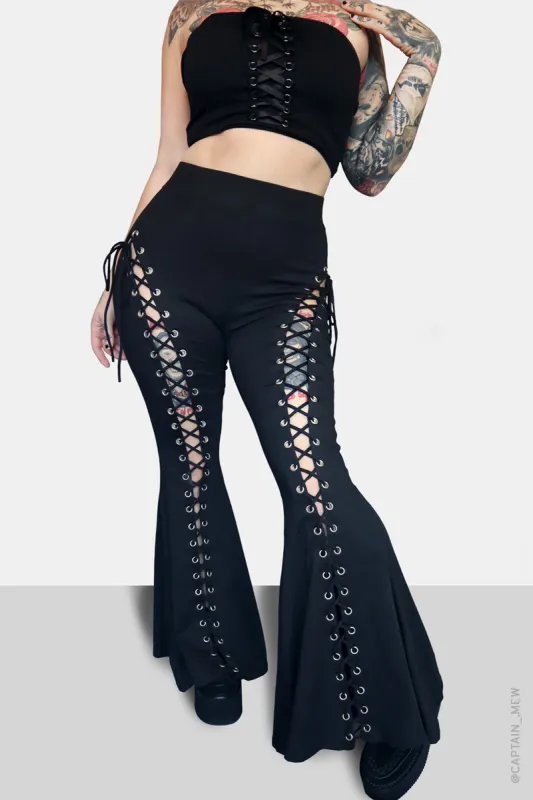 Alice Lace Up Flare Pants sold by Forest Ink