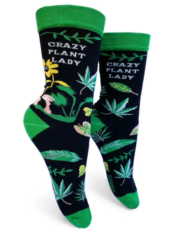 Crazy Plant Lady Womens Crew Socks sold by Forest Ink