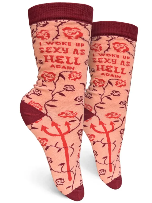 I Woke Up Sexy As Hell Again Womens Crew Socks sold by Forest Ink