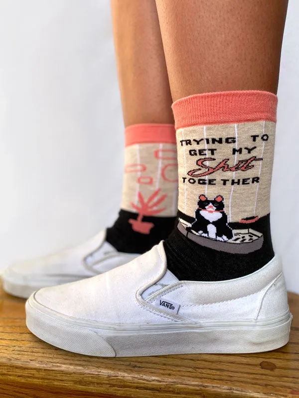 Trying Cat Women’s Crew Socks sold by Forest Ink product image thumbnail 3