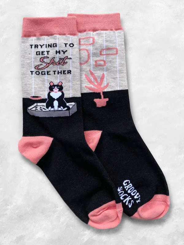 Trying Cat Women’s Crew Socks sold by Forest Ink product image thumbnail 2