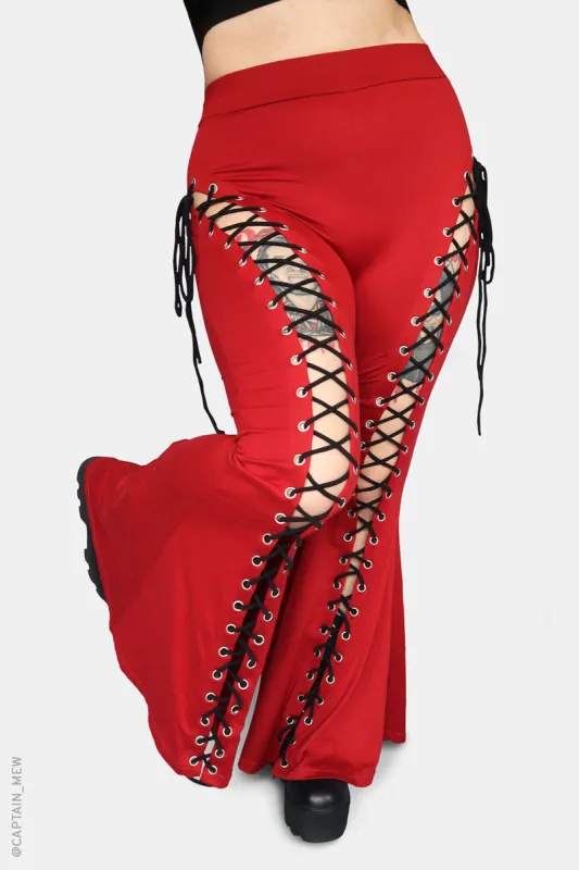 Blood Red Alice Flare Pants sold by Forest Ink
