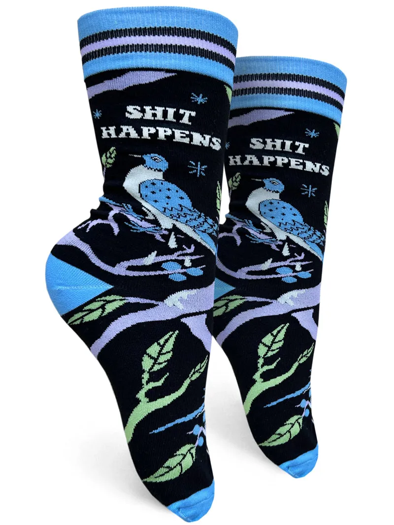 Shit Happens Womens Crew Socks sold by Forest Ink