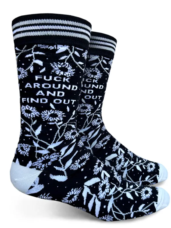 Fuck Around and Find Out Mens Crew Socks sold by Forest Ink
