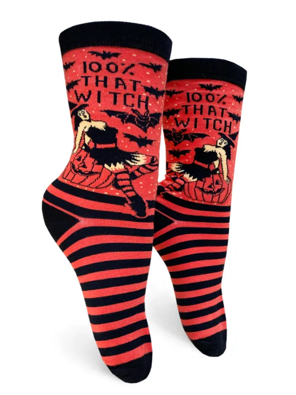 100% That Witch Womens Crew Socks sold by Forest Ink