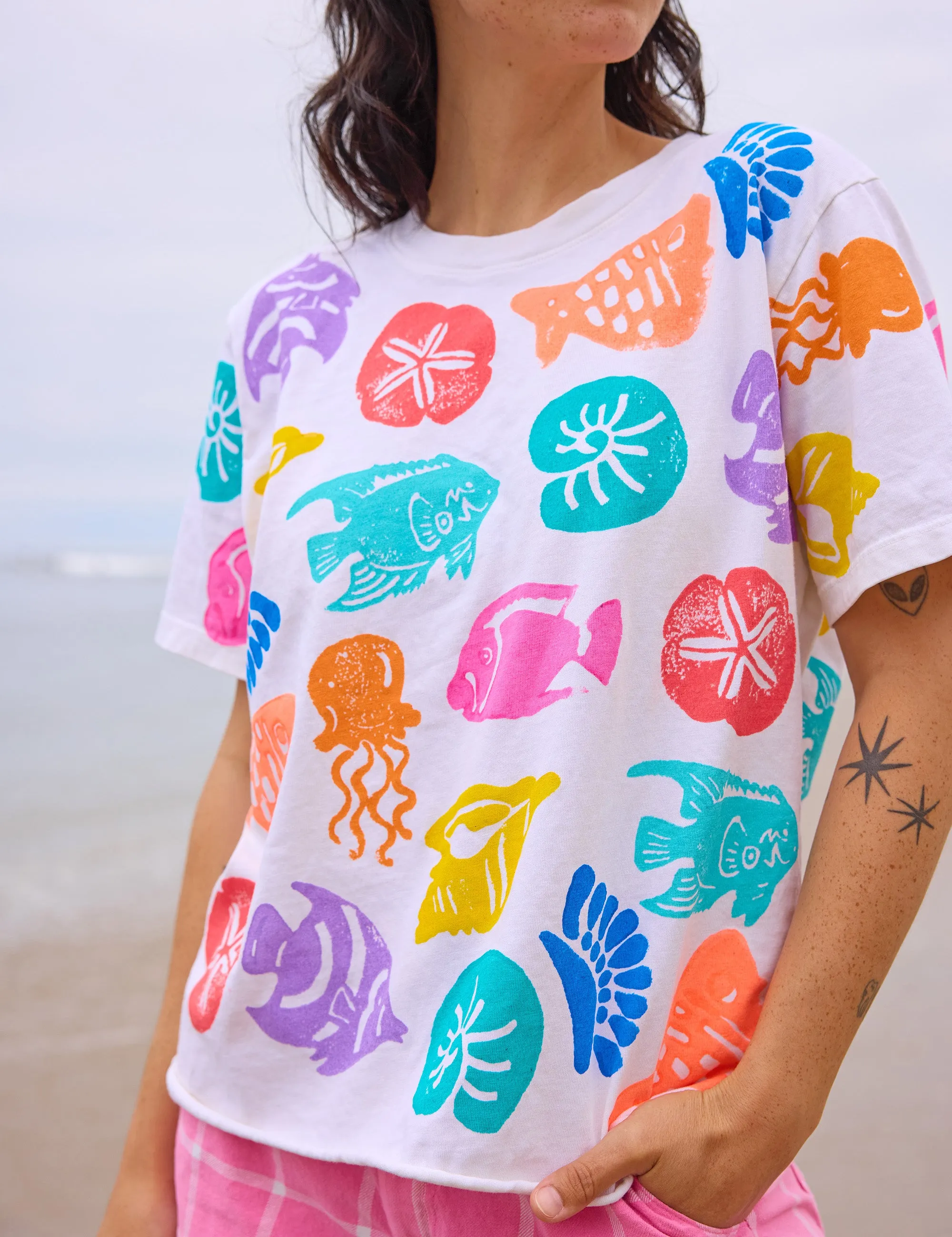 Painted Fish Crop Tee sold by Mokuyobi product image thumbnail 2