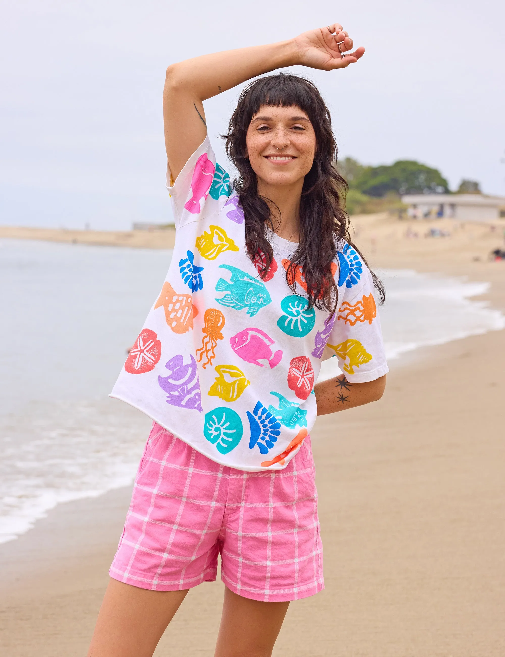 Painted Fish Crop Tee sold by Mokuyobi