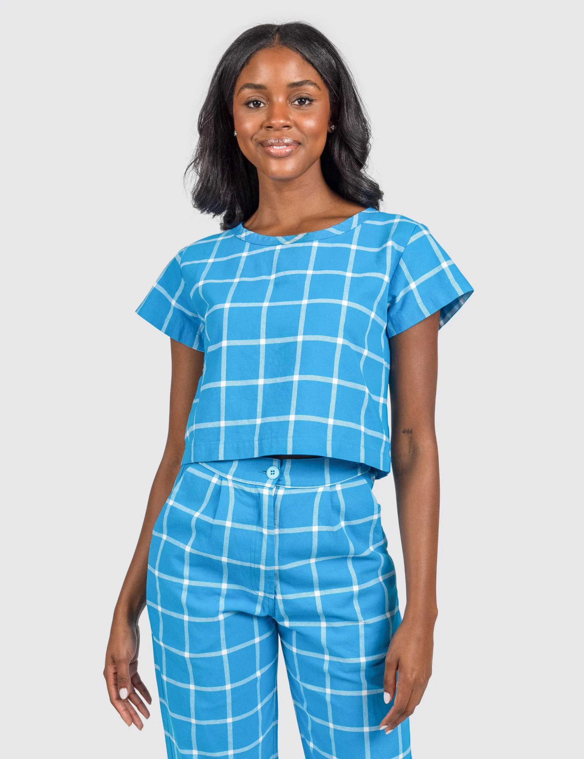 Calypso Grid Crop Top sold by Mokuyobi