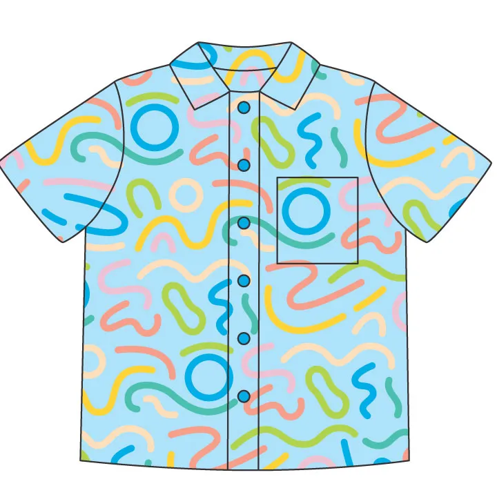 Doodle Lines Tropical Button Up sold by Mokuyobi