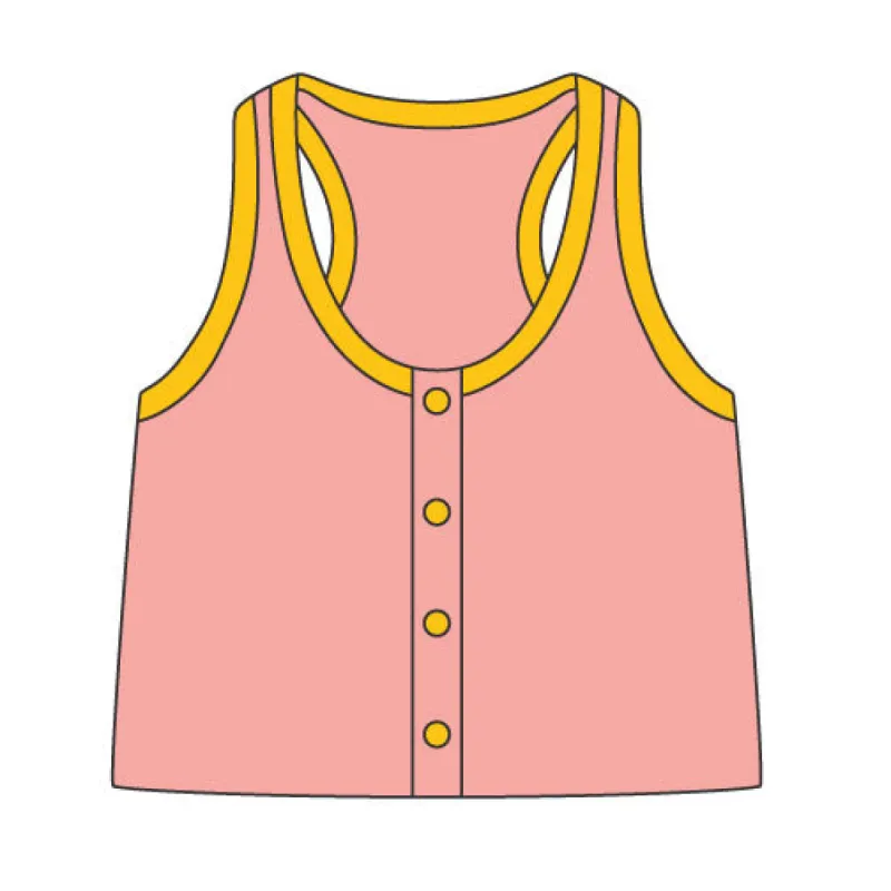 Peach Terry Snap Tank sold by Mokuyobi