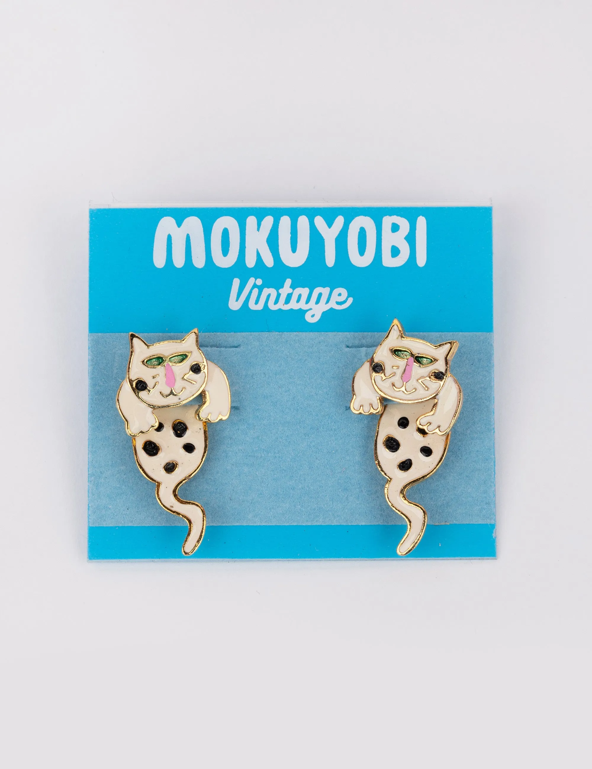 White Cat Vintage Earrings sold by Mokuyobi