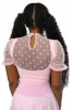 Short Sleeve Sheer Frills Blouse - Soft Strawberry sold by My Violet