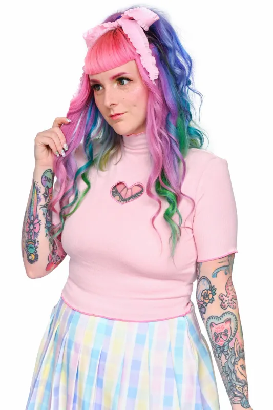 Heart Cut Out Crop Top - Pink sold by My Violet