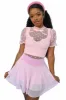 Short Sleeve Sheer Frills Blouse - Soft Strawberry sold by My Violet