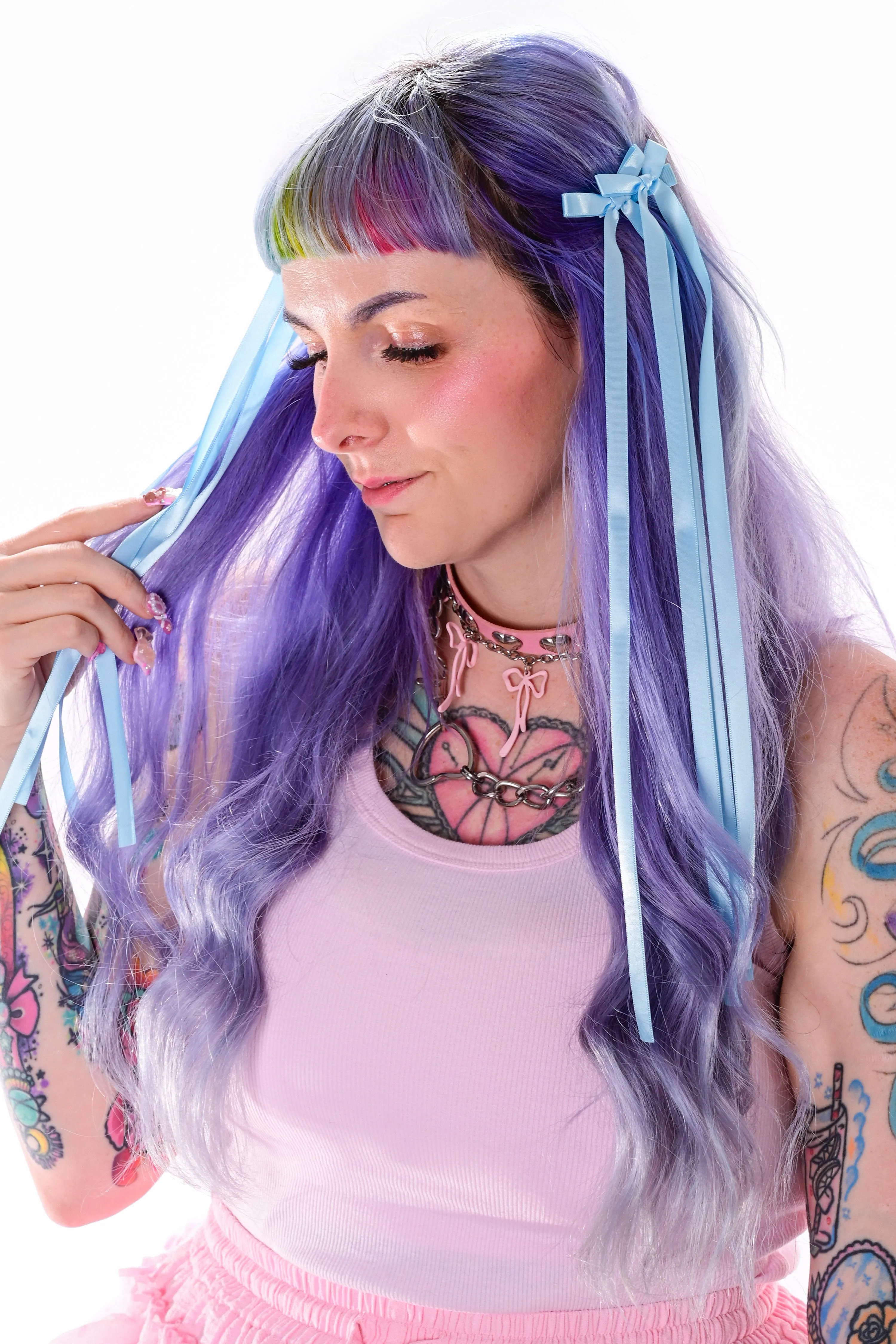 Double Ribbon Bow Clip Set - Blue sold by My Violet