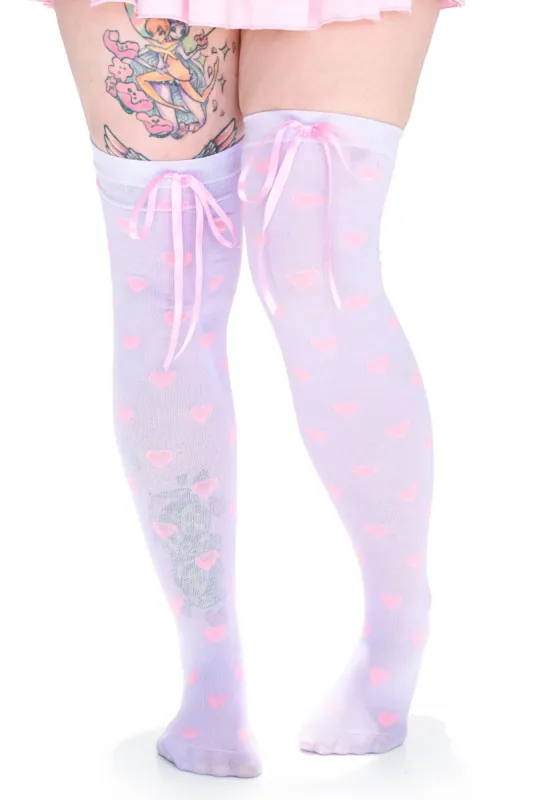 Heavenly Heart Over Knee Socks - Lavender/Pink sold by My Violet