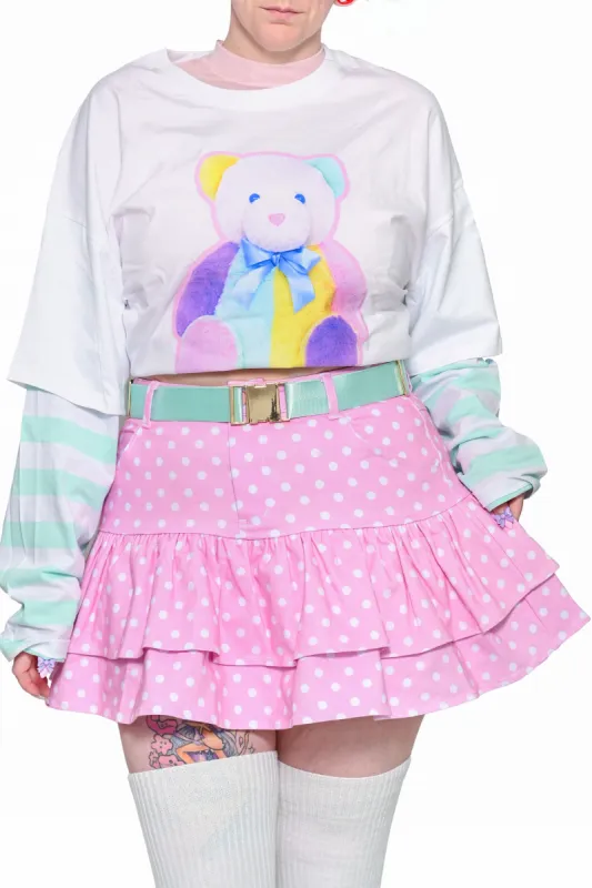 Dreamy Dots Denim Ruffle Skirt sold by My Violet