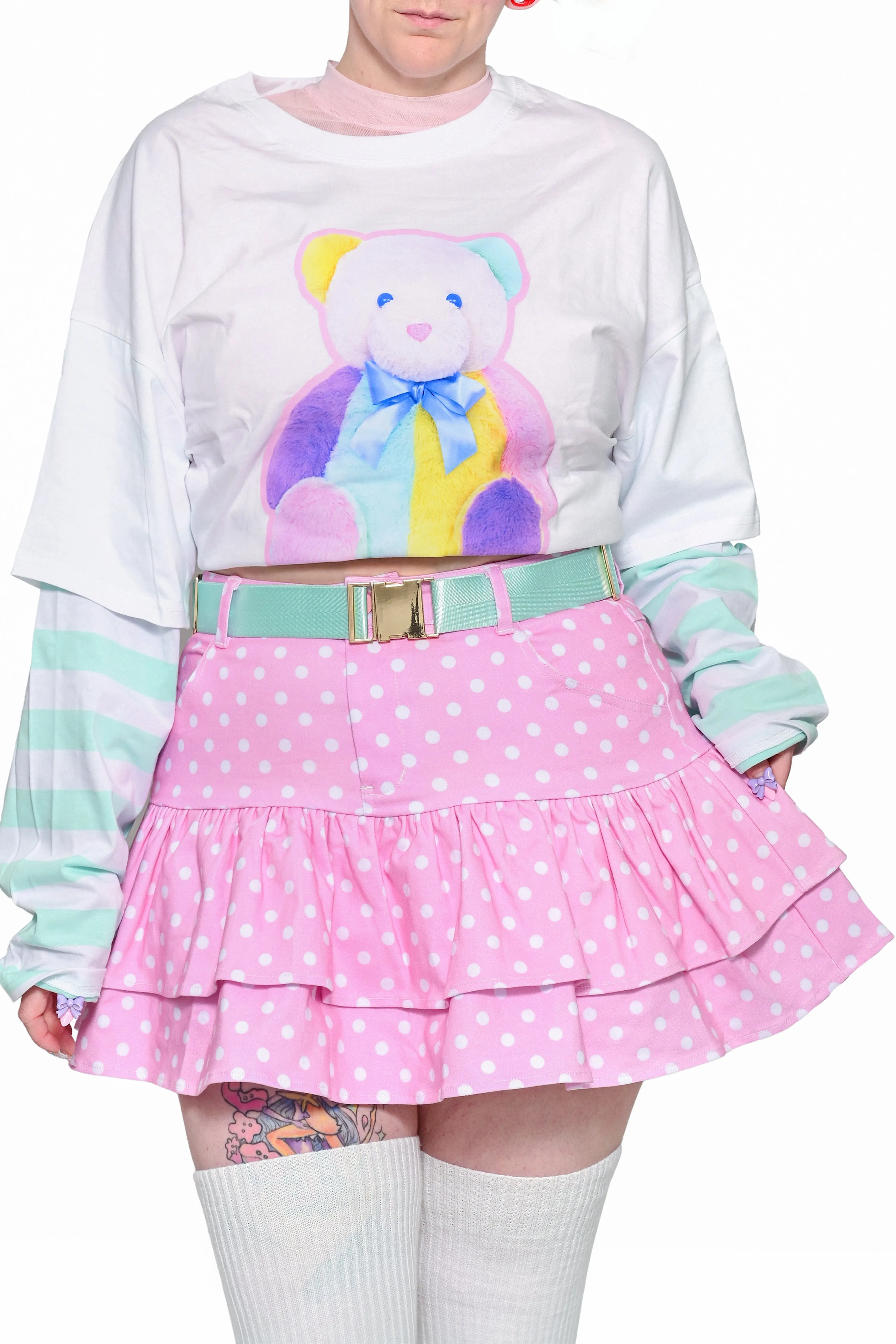 Dreamy Dots Denim Ruffle Skirt sold by My Violet