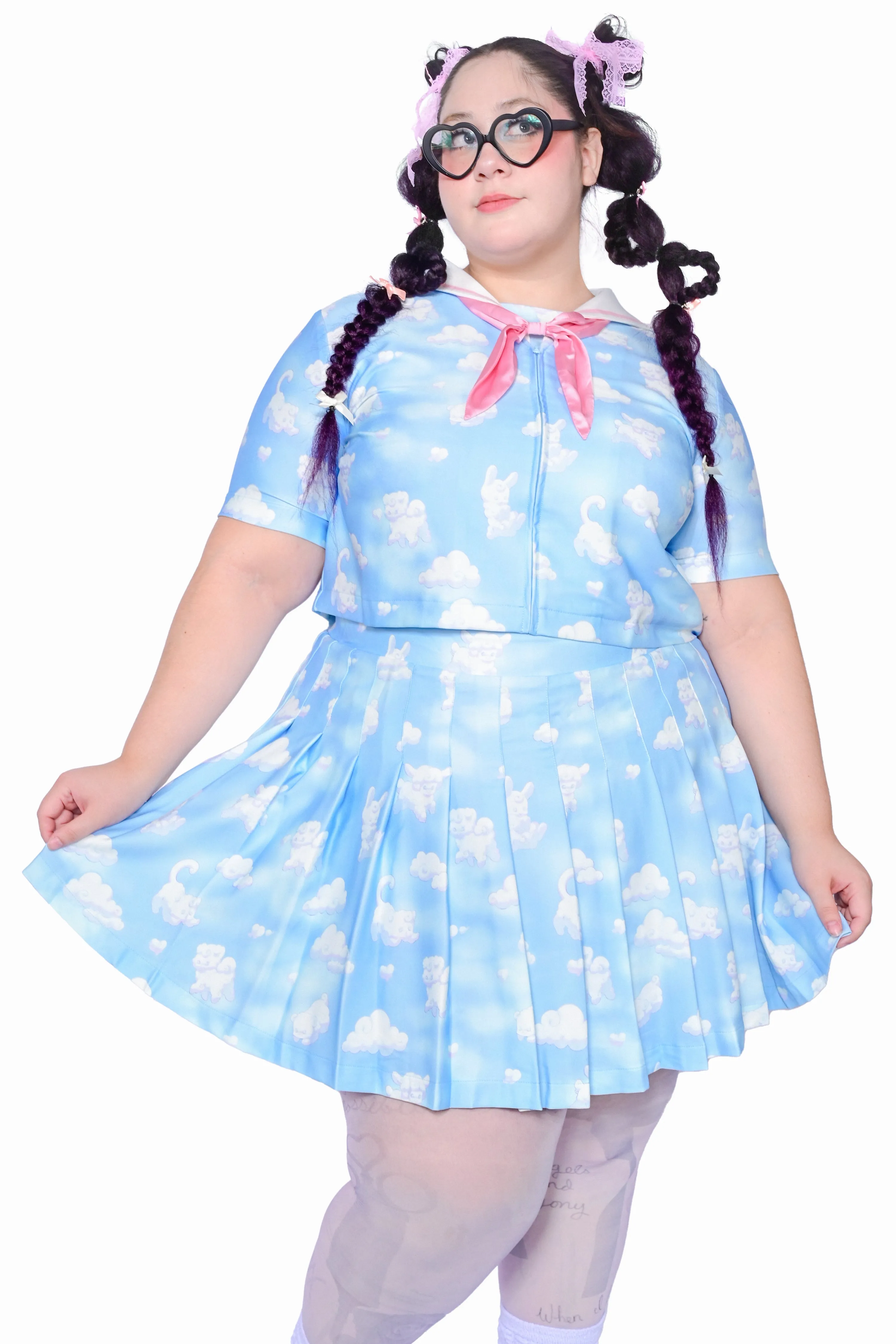 Cloud Friends Pleated Skirt sold by My Violet product image thumbnail 2