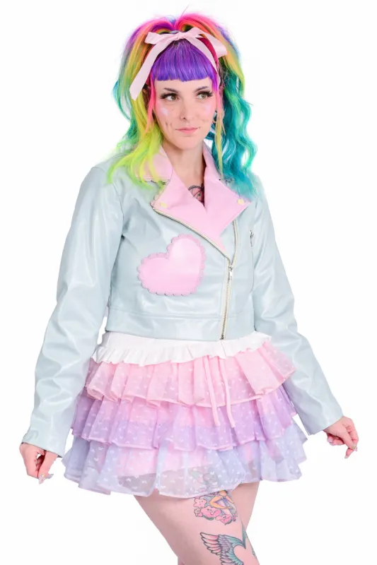 Candy Cruiser Cropped Moto Jacket - Mint sold by My Violet
