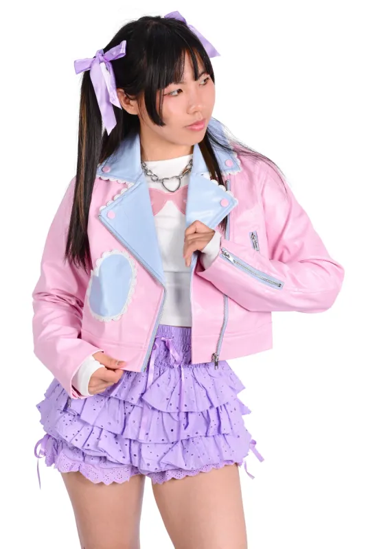 Candy Cruiser Cropped Moto Jacket - Bubblegum sold by My Violet