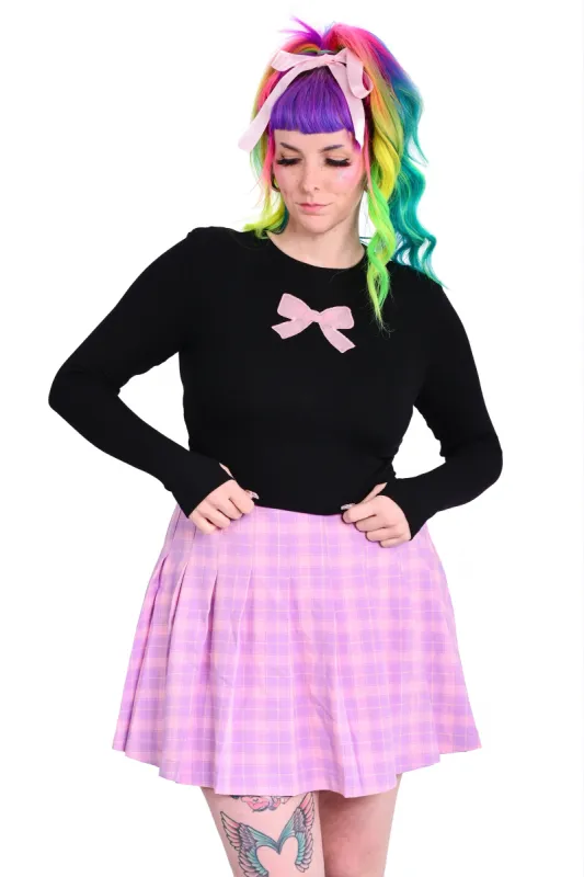 Ribbon Cut Out Long Sleeve - Black/Pink sold by My Violet