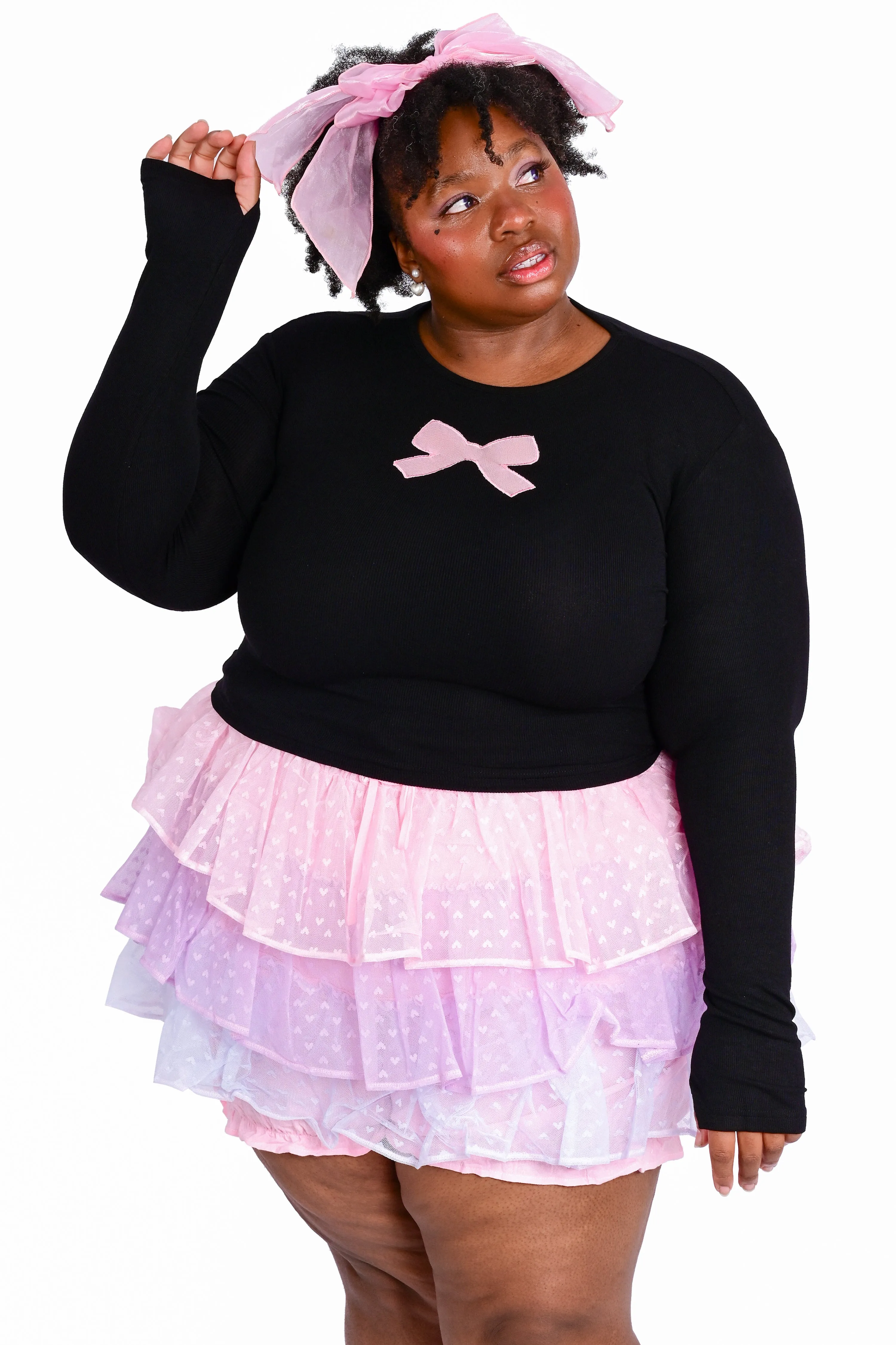 Ribbon Cut Out Long Sleeve - Black/Pink sold by My Violet product image thumbnail 2