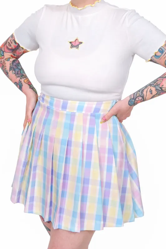 Claire Pleated Skirt - Rainbow Plaid - XS, S, M left! sold by My Violet