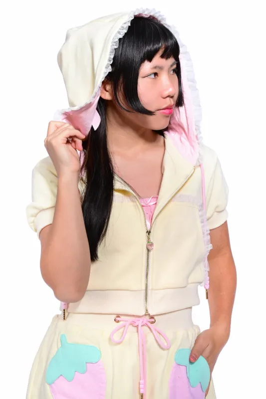 Strawberry Short-Sleeve Cropped Hoodie sold by My Violet