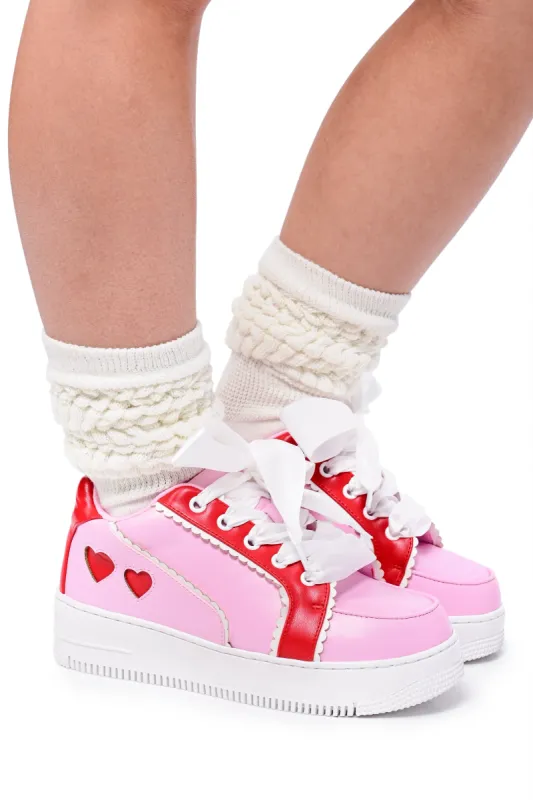 Heartbeat Colorblock Sneakers - Red/Pink sold by My Violet