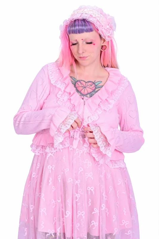 Sophie Pointelle Ruffle Cardigan sold by My Violet