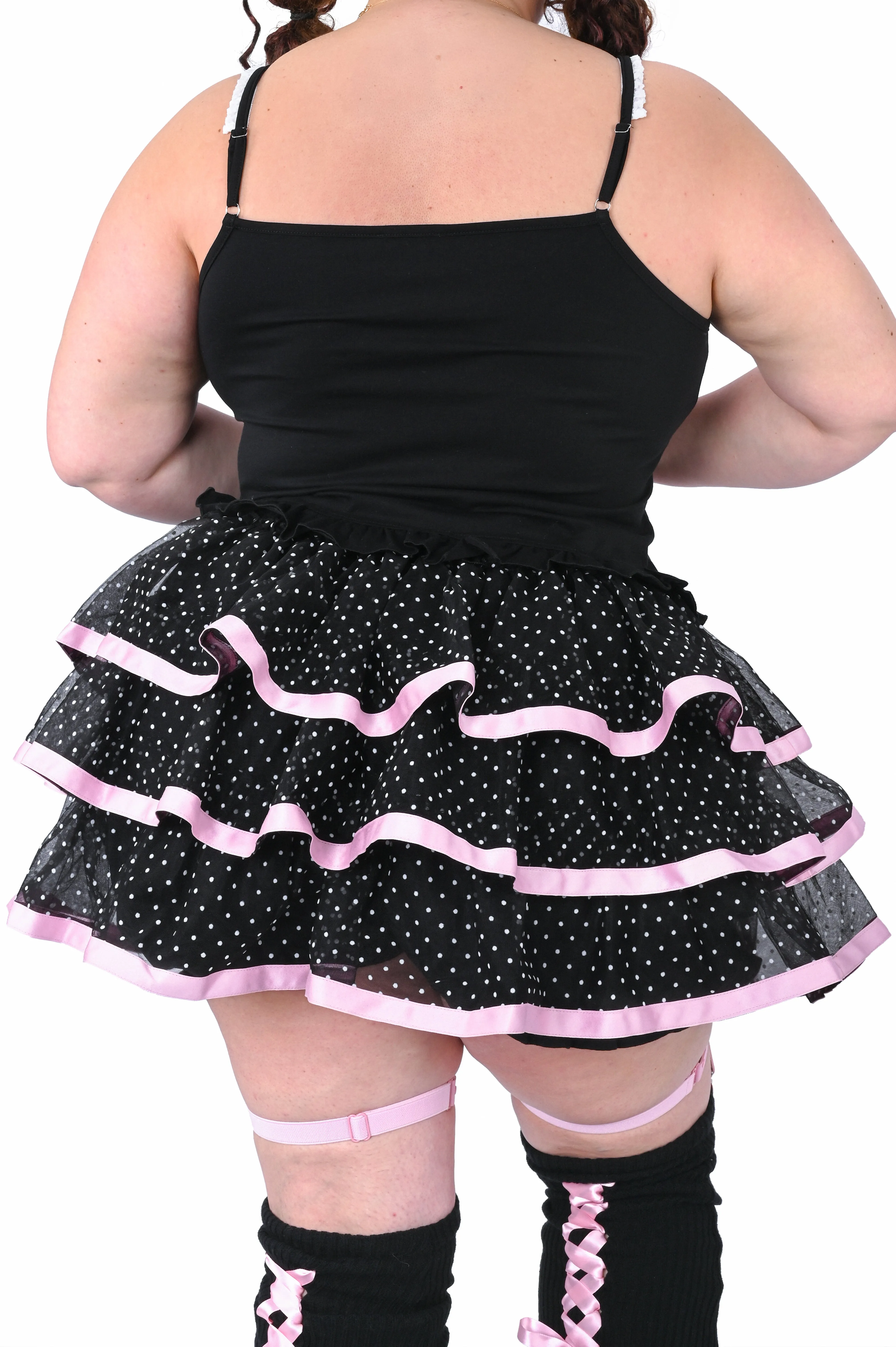 Ribbon Dot Ruffle Skort - Black/Pink sold by My Violet product image thumbnail 4