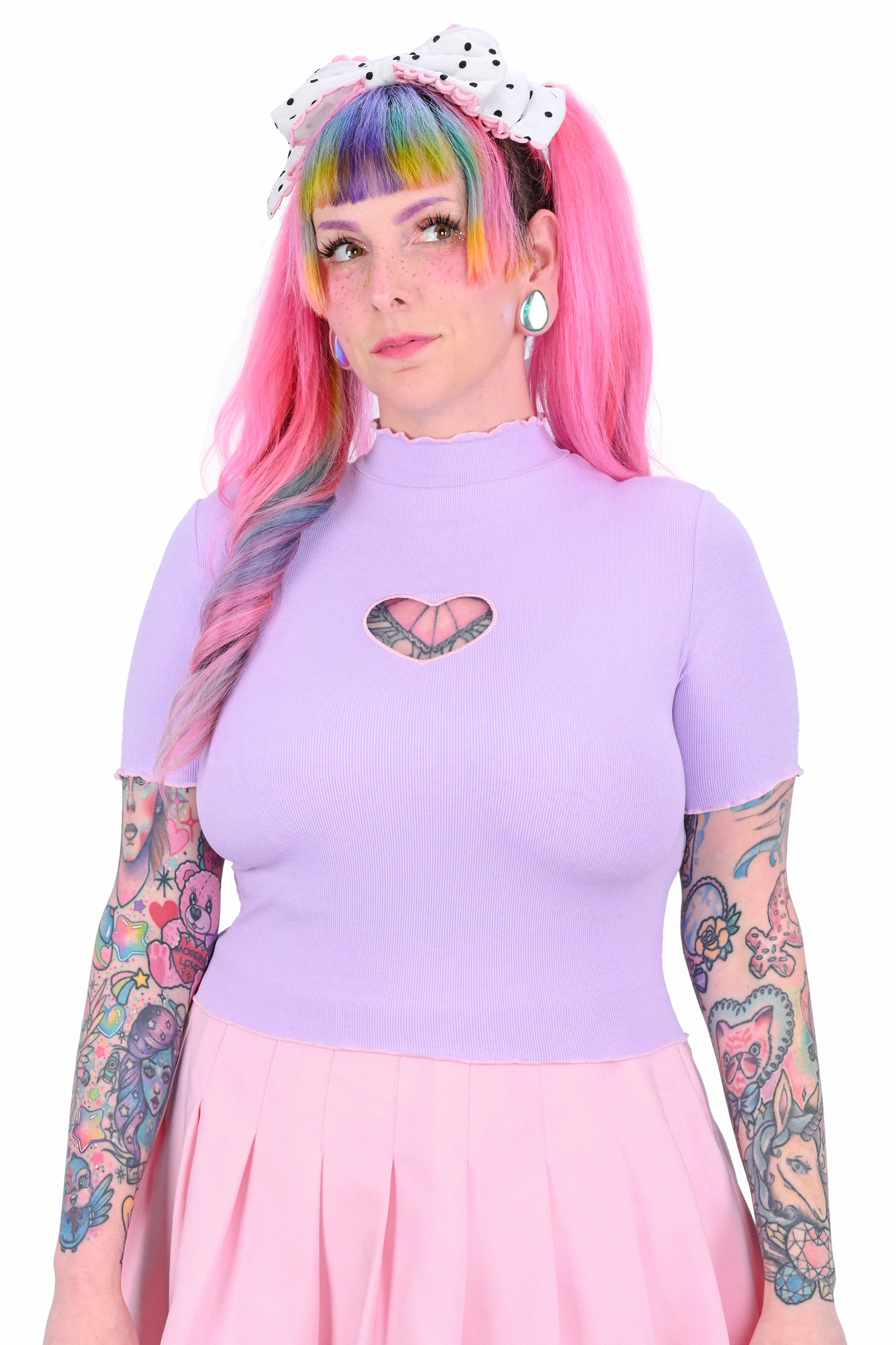 Heart Cut Out Crop Top - Lavender sold by My Violet