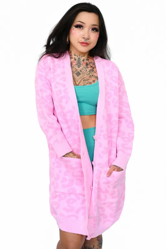 Josie Pink Leopard Oversized Cardigan - 3X/4X left! sold by My Violet
