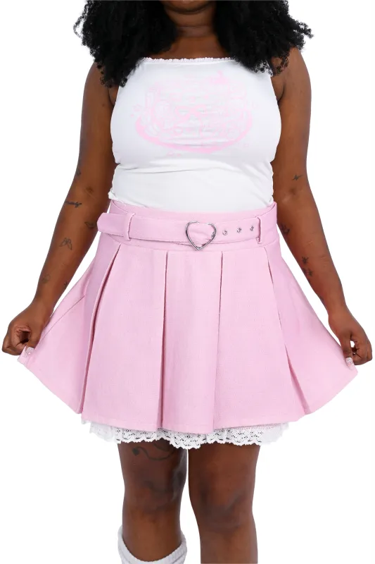 Charlotte Pleated Skirt - Pink/White sold by My Violet