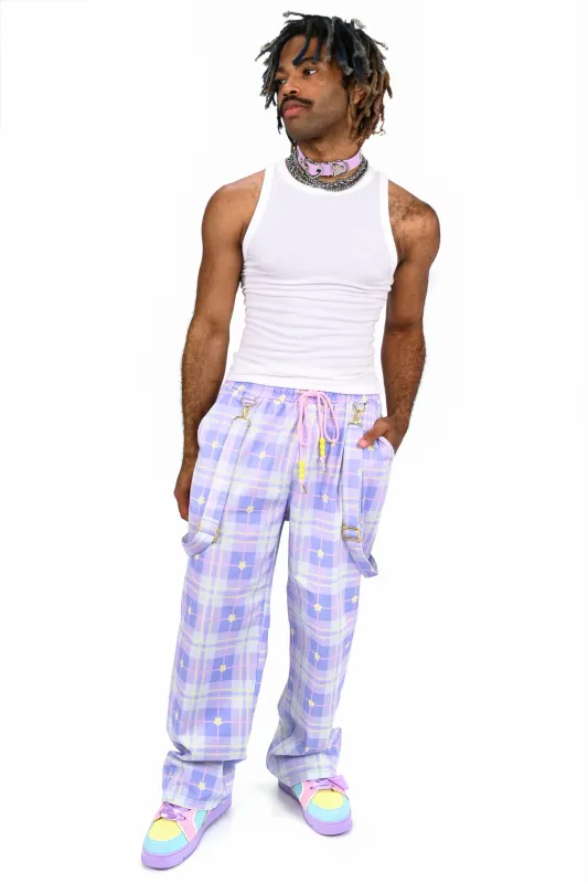Dreamy Star Plaid Pants - Periwinkle sold by My Violet
