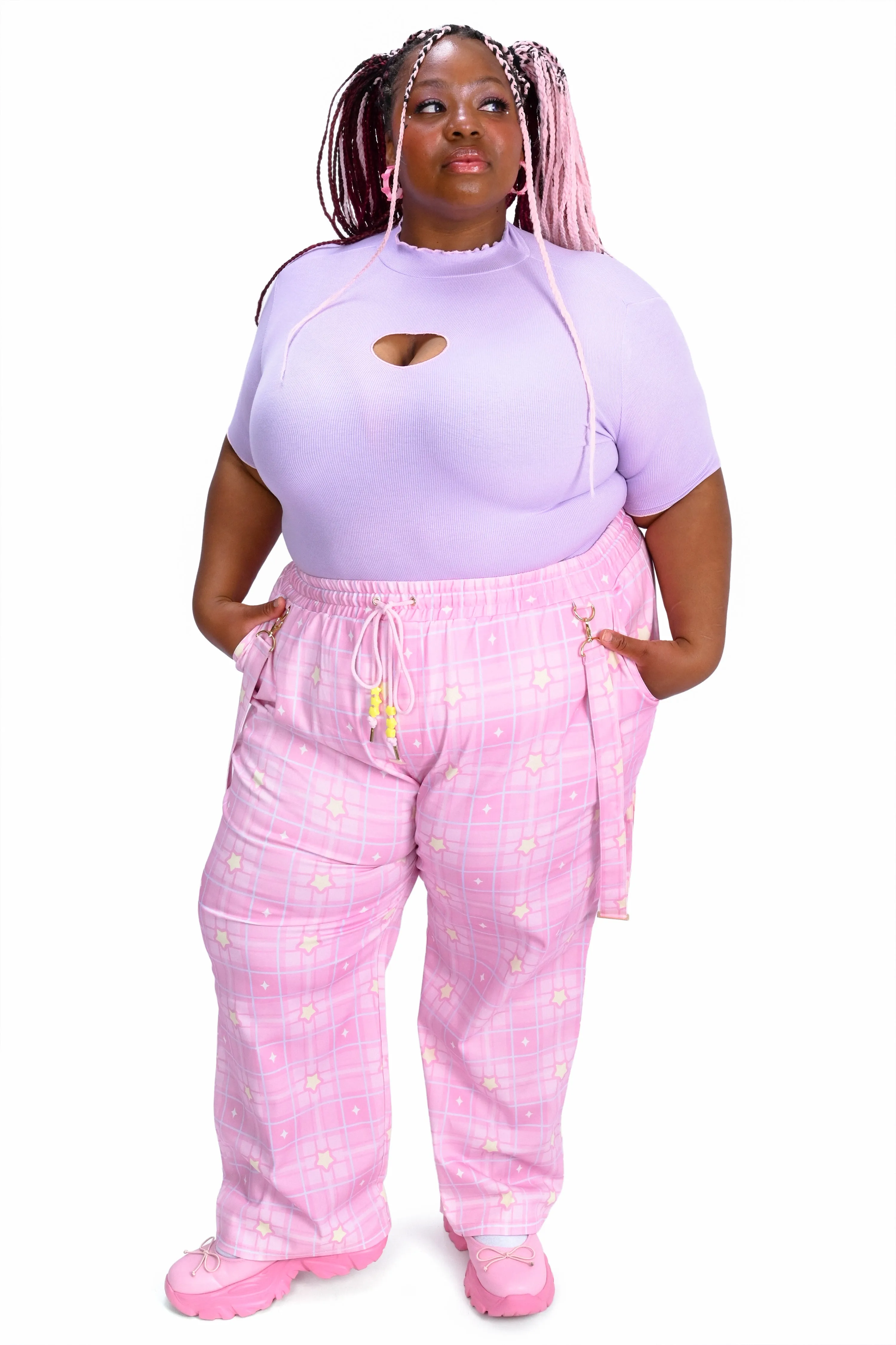 Dreamy Star Plaid Pants - Pink sold by My Violet