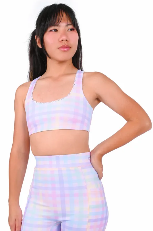 Rainbow Gingham Racerback Sports Bra sold by My Violet