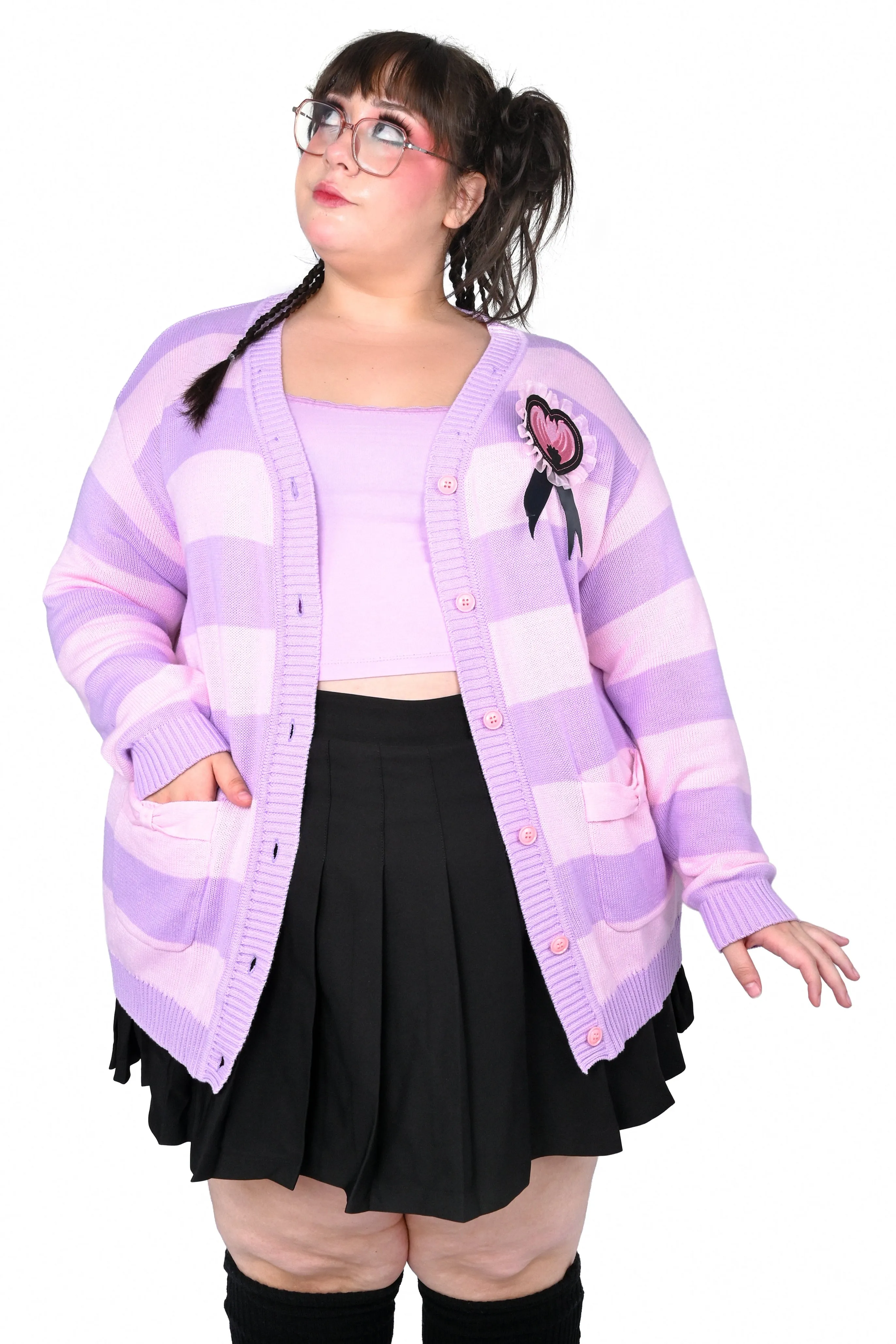 Striped Bat Collar Cardigan sold by My Violet product image thumbnail 4