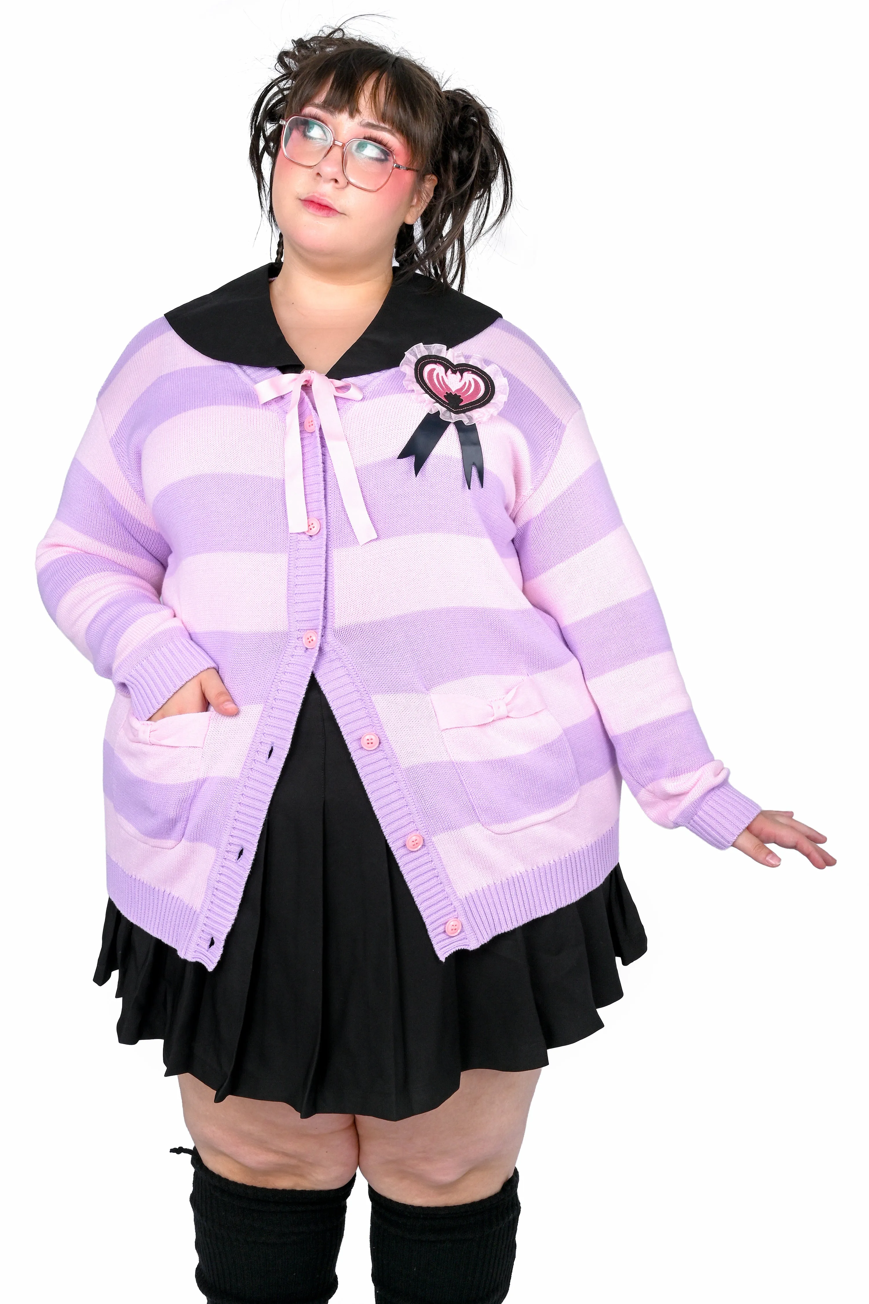 Striped Bat Collar Cardigan sold by My Violet product image thumbnail 2