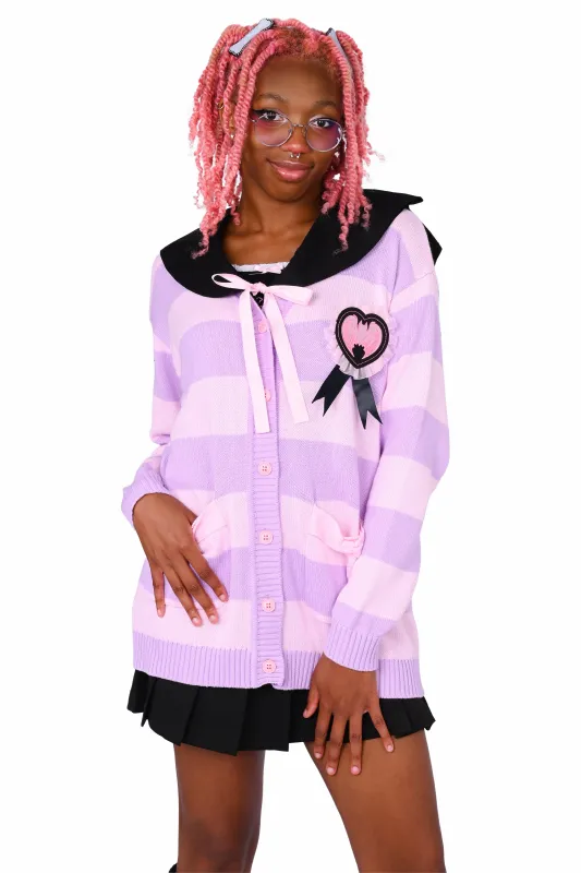 Striped Bat Collar Cardigan sold by My Violet