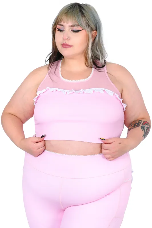 Pink Ruffle Racerback Sports Bra sold by My Violet