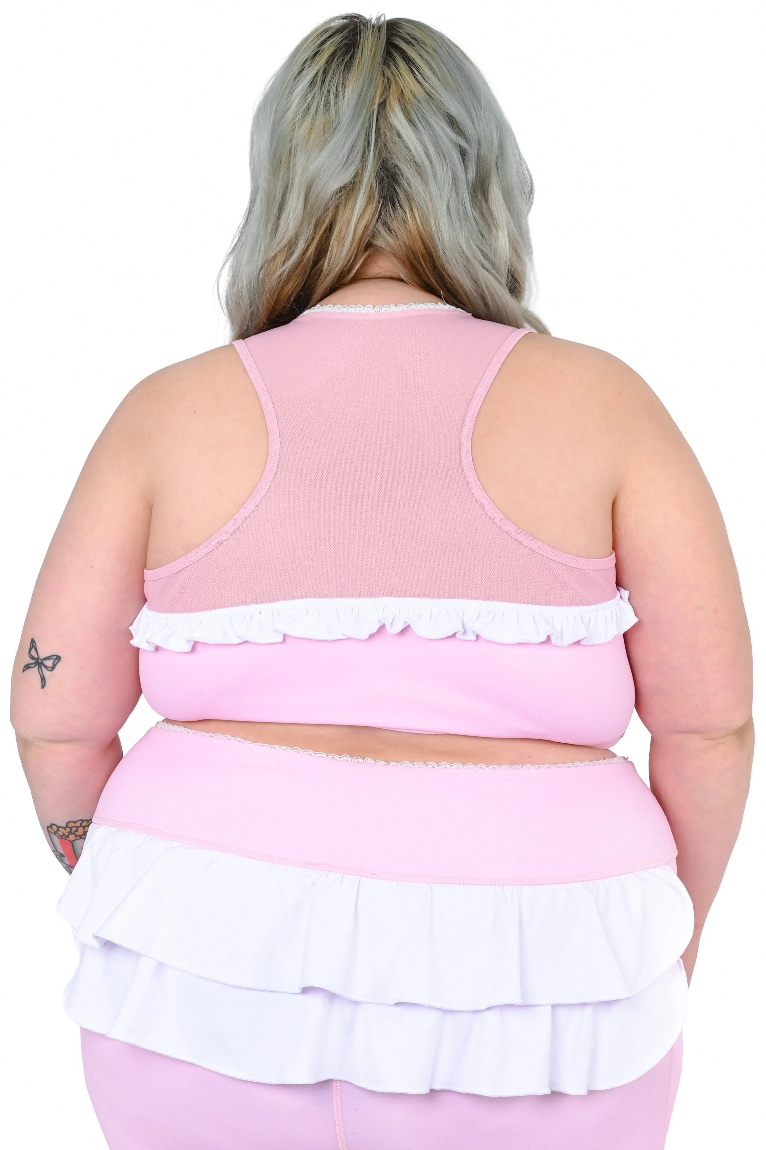 Pink Ruffle Racerback Sports Bra sold by My Violet product image thumbnail 4