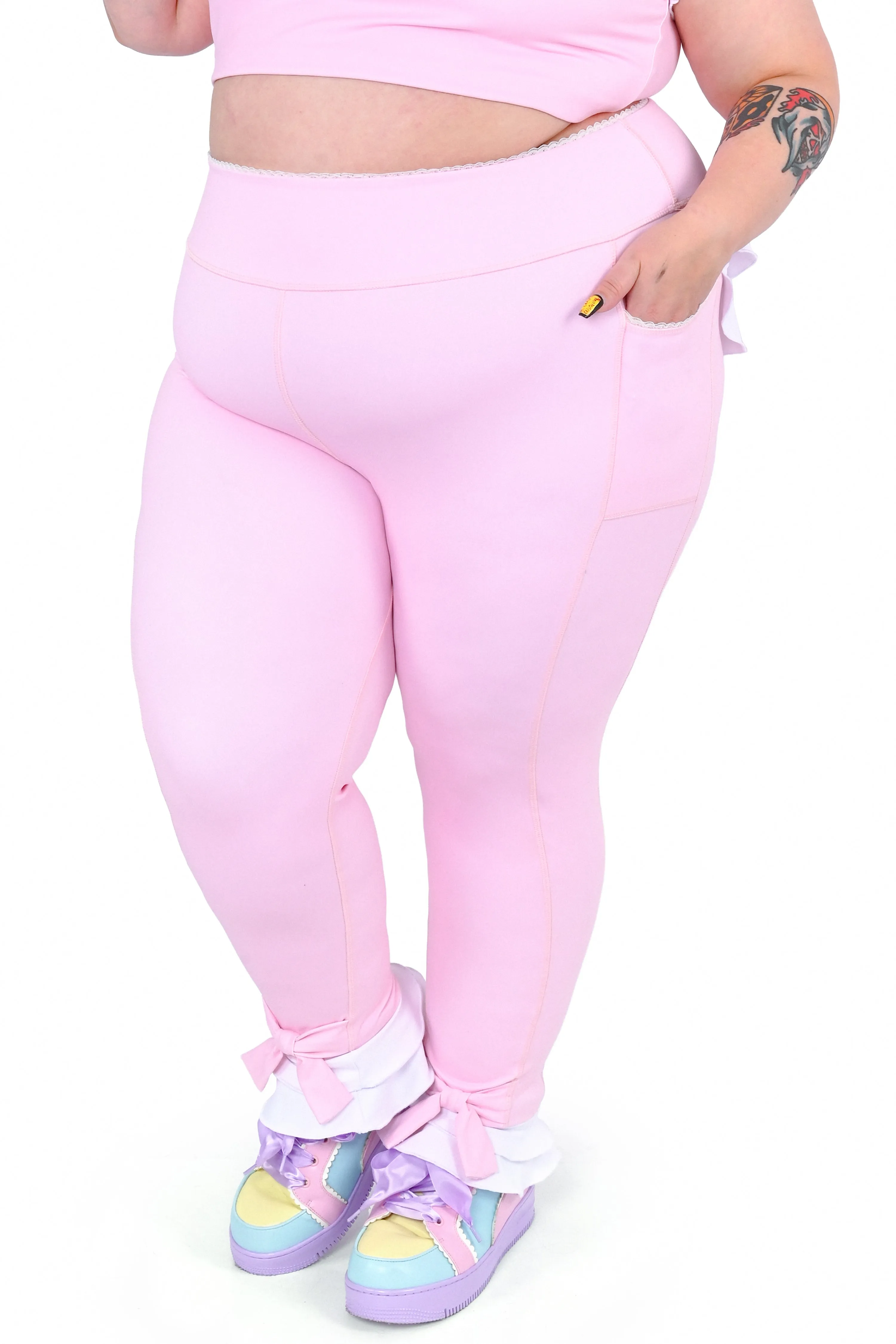 Pink Ruffle Leggings sold by My Violet product image thumbnail 3
