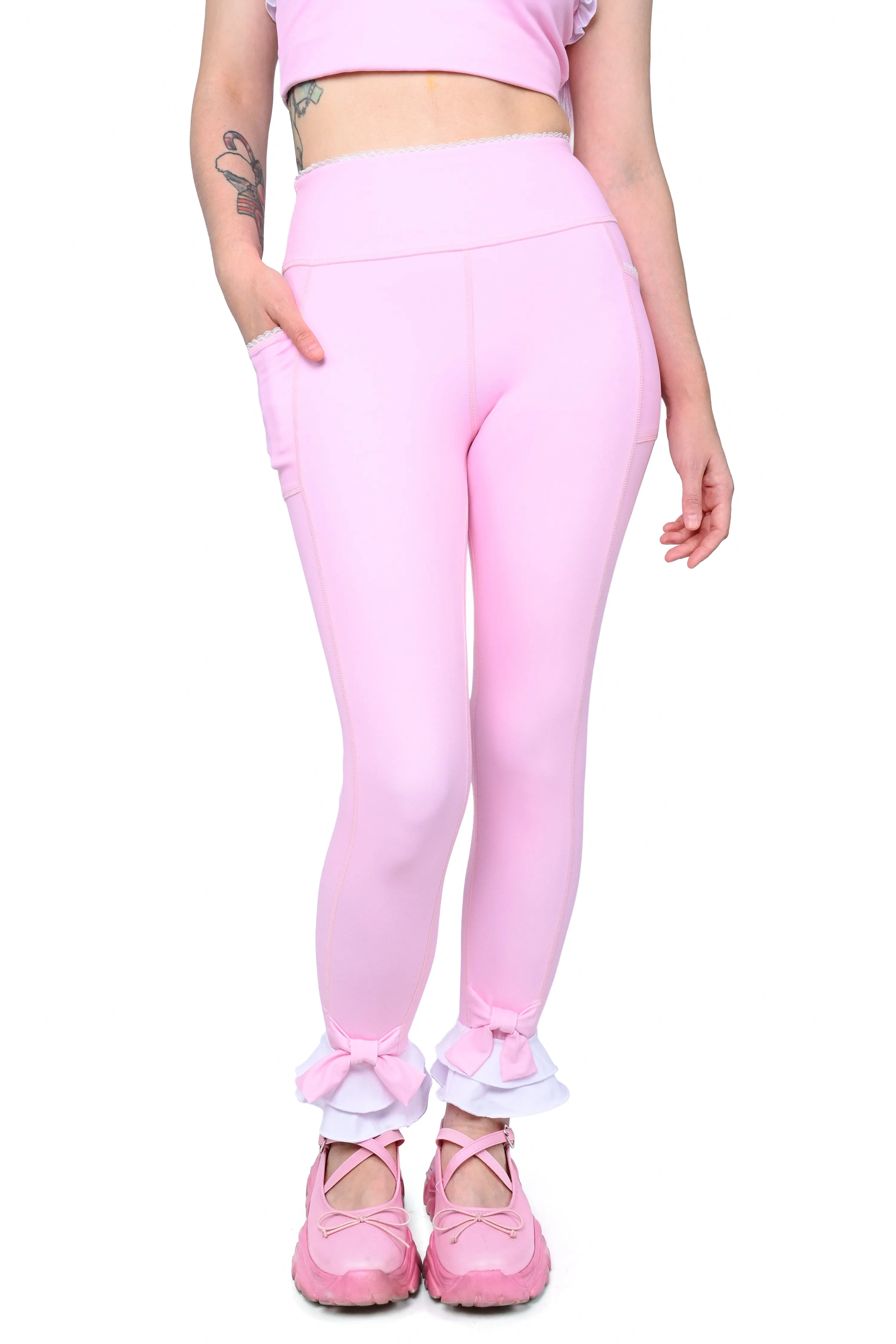 Pink Ruffle Leggings sold by My Violet