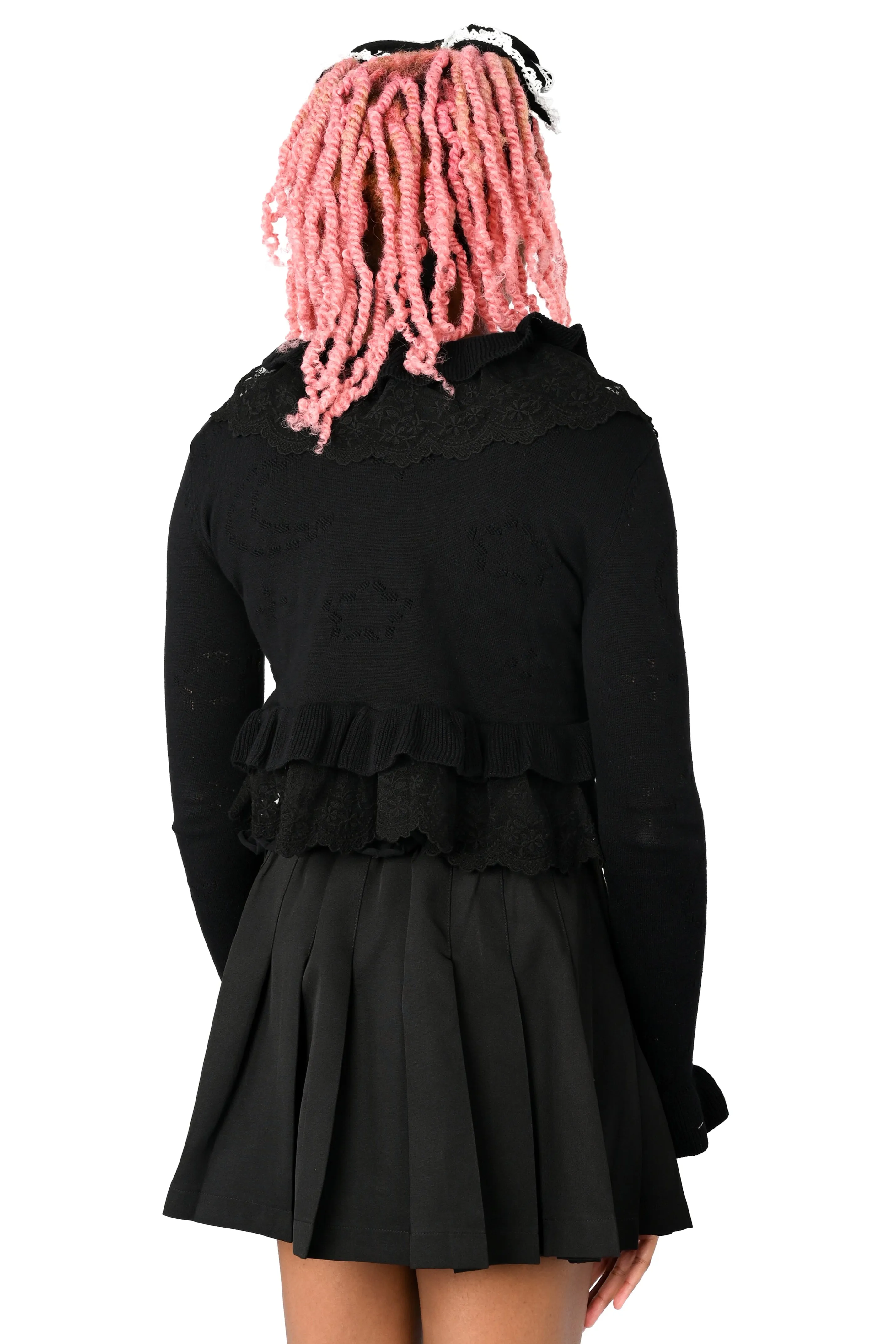 Selene Pointelle Ruffle Cardigan - Black sold by My Violet product image thumbnail 5