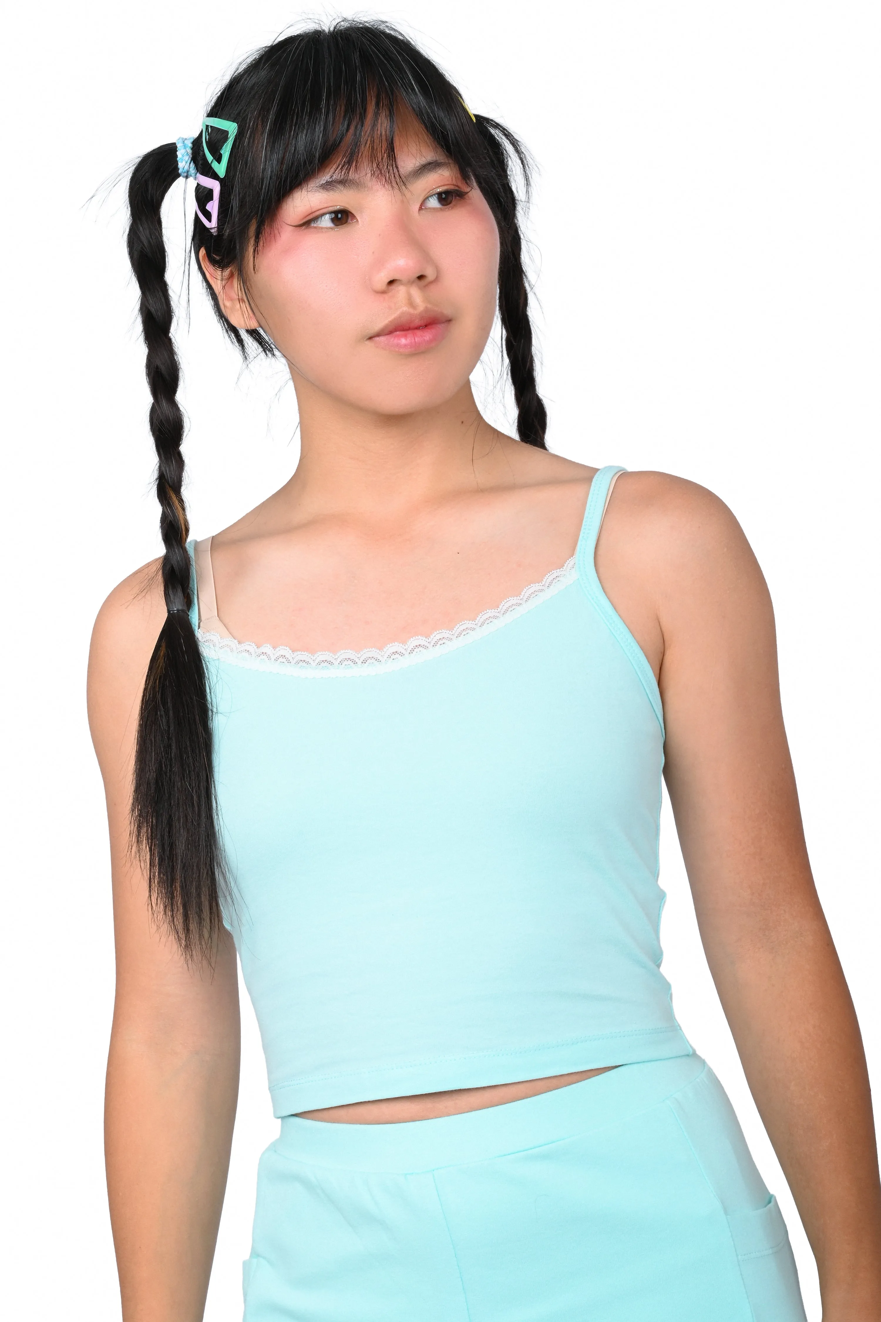 Basics Long Sleeve Mesh Top and Cami Set - Pink/Mint sold by My Violet product image thumbnail 4